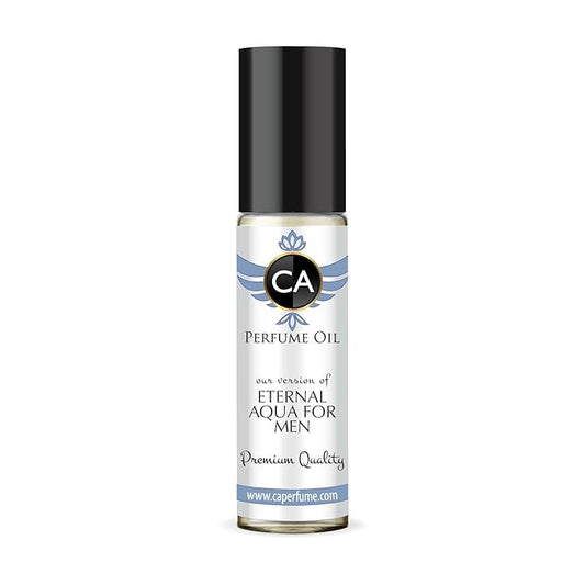 CA Perfume Impression of Eternal Aqua For Men Fragrance Oil Woody Aromatic Scent Long Lasting Cologne for Men Travel Size TSA Ready Mini Parfum Body Oil Roll-on 0.33 Fl Oz 10ml