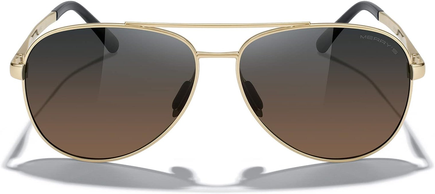 MERRY'S Aviator Sunglasses for Men Women - Polarized Driving Sun glasses Mirrored Lens UV 400 Protection 58 MM