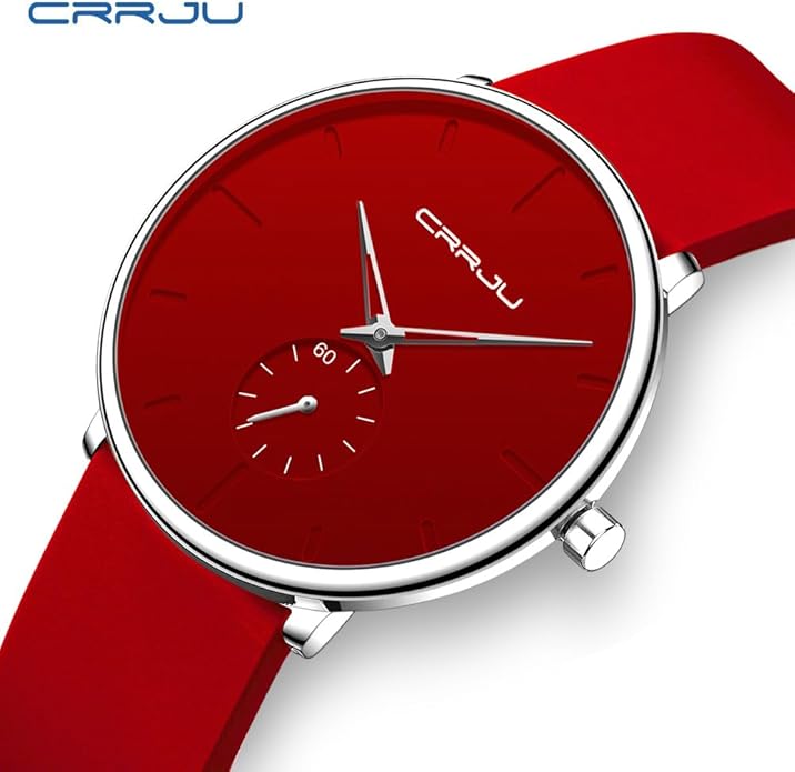 CRRJU Men’s Women Watch Casual Stylish Waterproof Quartz Unisex Wristwatches, Ultra Thin Watches for Men Women, Colorful Silicone Band