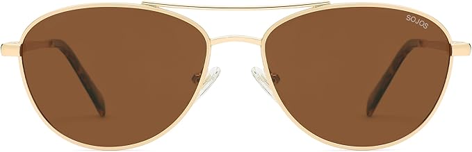 SOJOS Retro Polarized Aviator Sunglasses for Women Men Vintage 70s Style UV Protection Womens Mens Sun Glasses SJ1265