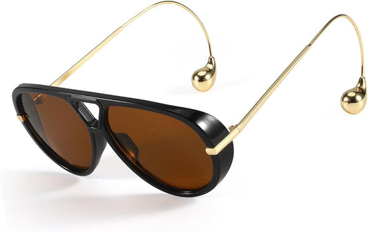 SODQW Oversized Aviator Sunglasses for Women With Earring Trendy Large Big XL Size 2025 Designer Ladies Shades