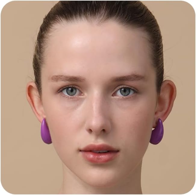 Apsvo Chunky 14K Gold Plated Hoop Earrings for Women, Lightweight Waterdrop Hollow Open Hoops, Hypoallergenic Dupes Earrings