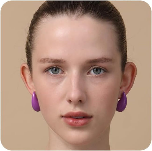 Apsvo Chunky 14K Gold Plated Hoop Earrings for Women, Lightweight Waterdrop Hollow Open Hoops, Hypoallergenic Dupes Earrings
