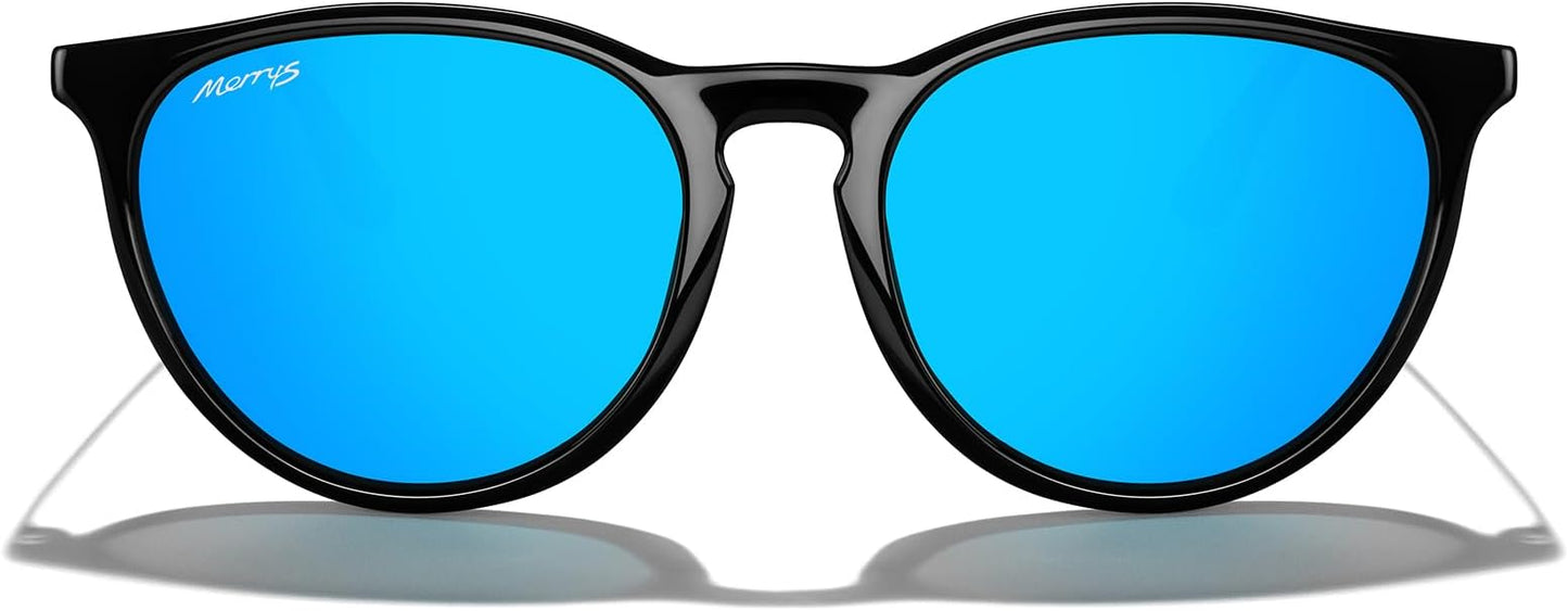 MERRY'S Vintage Polarized Sunglasses for Women Men Retro Round Mirrored Lens Sun glasses UV400