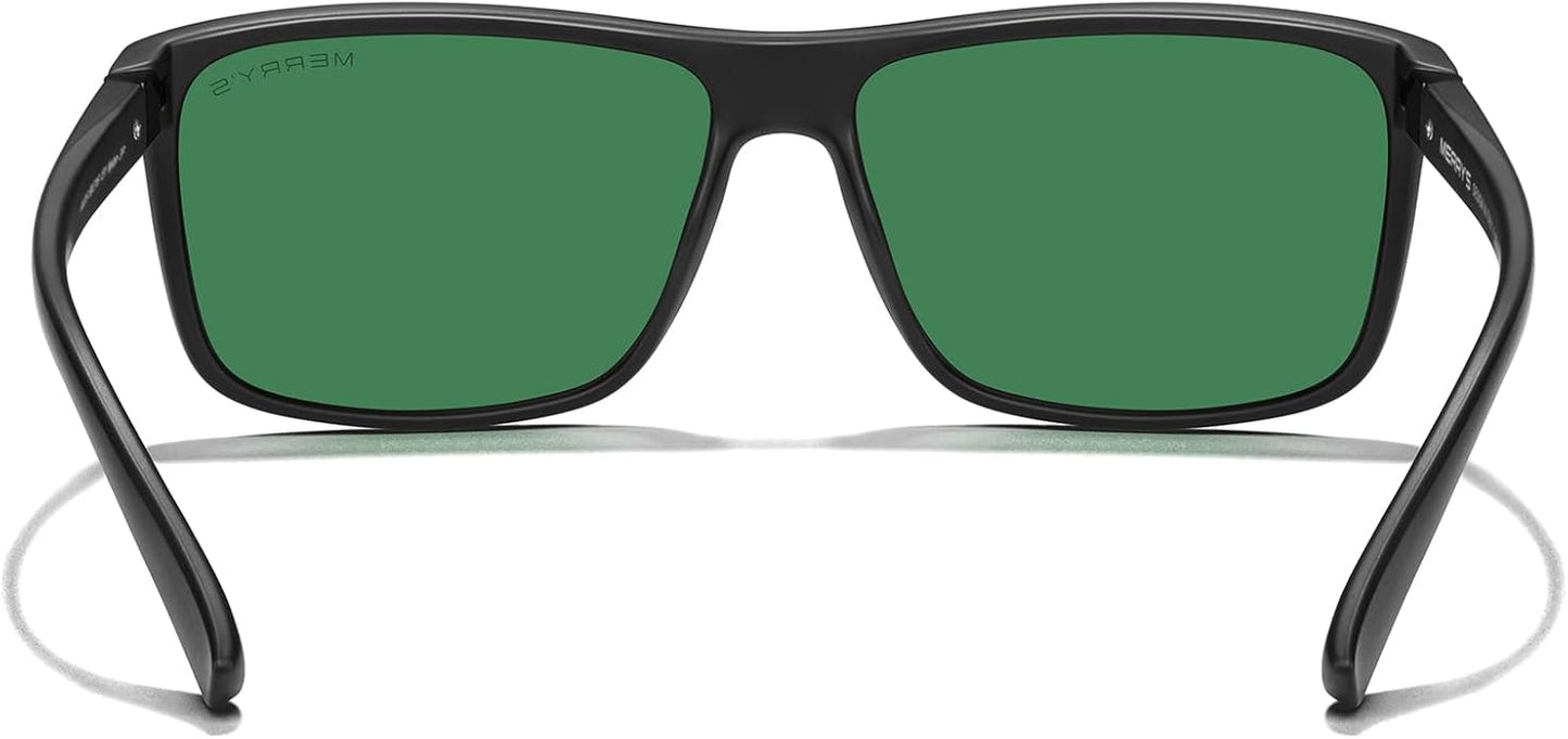 MERRY'S Rectangular Polarized Sports Sunglasses for Men Women Cycling Driving Fishing UV400 Protection S8225