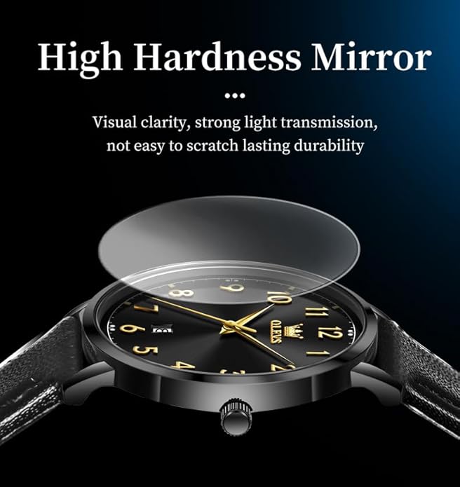 OLEVS Mens Watches, Casual Leather Watches for Men Easy to Read Quartz Number Watch with Date Waterproof Blue/Black/Silver Face Men's Wrist Watches…