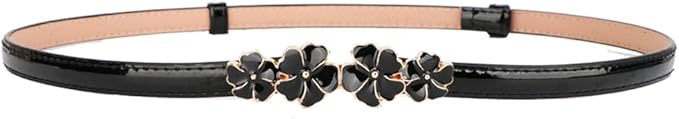 Women's Stylish Bowknot Buckle Thin Patent Leather Waist Belt For Dress