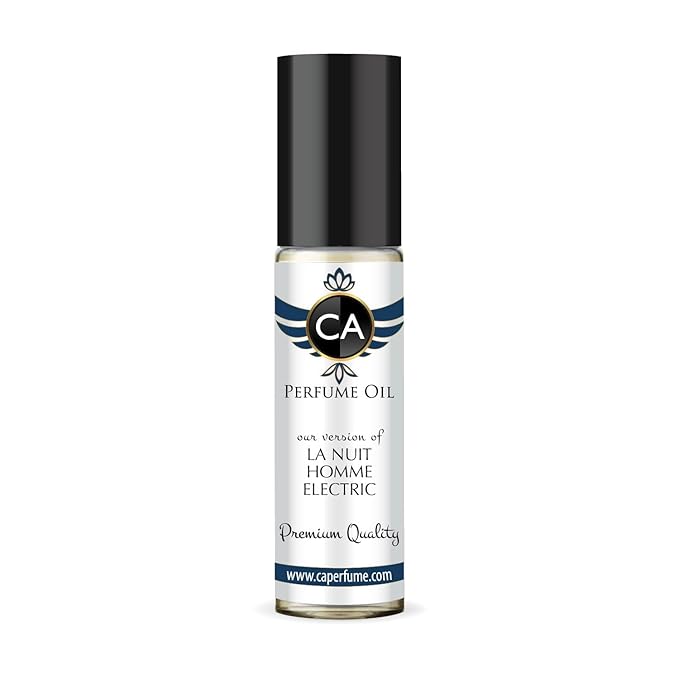 CA Perfume Impression of La Nuit Homme Electric for Men Perfume Oil Amber Fougere Scent Long Lasting Cologne for Men Travel Size TSA Ready Mini Parfum Body Oil Roll-on 0.33 Fl Oz 10ml