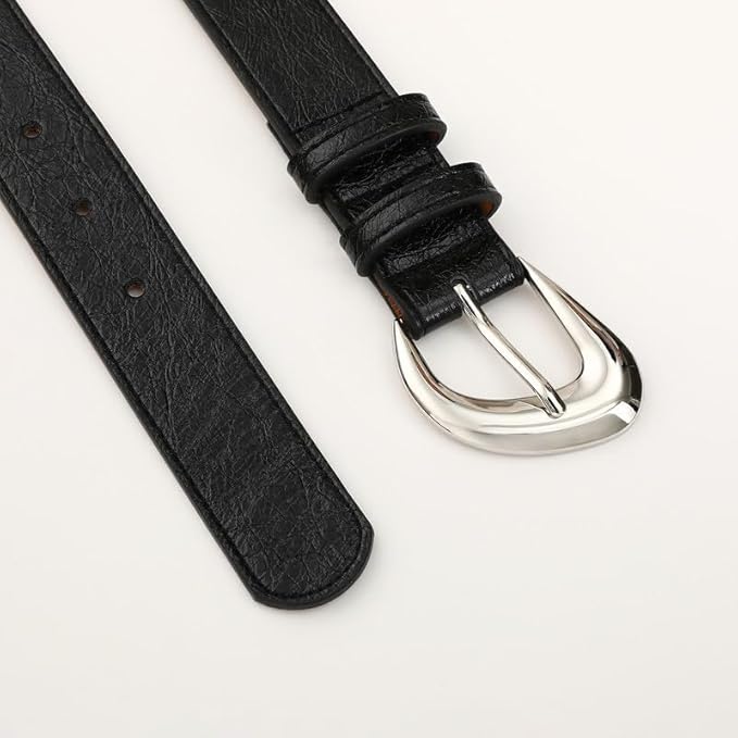 Women's Brown Belt Trend Belt with Gold Buckle Fashion Leather Waist Belt for Jeans Pants