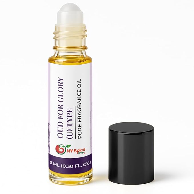 NY Spice Shop Oud for Glory U Type Fragrance – Pack of 1 Amber Woody Fragrance Oil & Unisex Scent – Oriental Musk Aroma with Warm Wood Accord – Artisan Perfume Oil for Personal Scent Collection