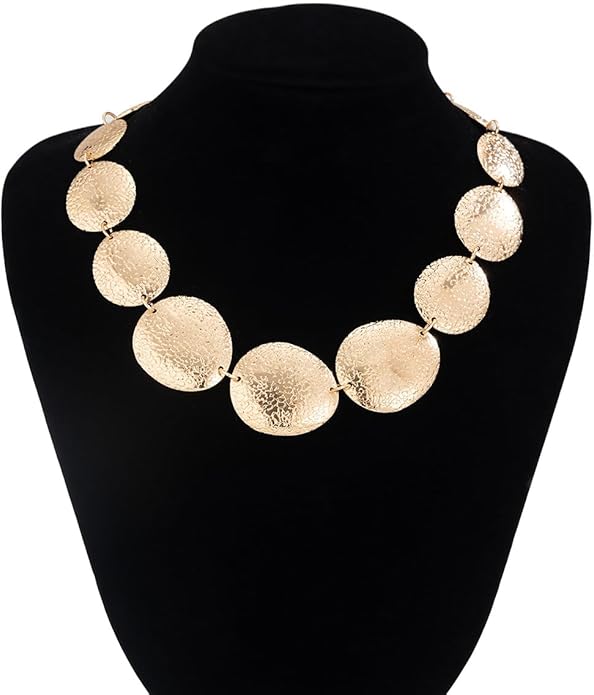 Elegant Gold Choker Necklace and Earring Set for Women, Textured Jewelry Set, Statement Necklace & Drop Earrings for Parties and Events