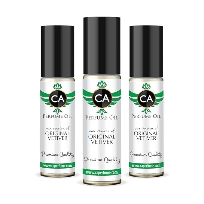 CA Perfume Impression of Original Vetiver for Men Eau De Parfum Woody Spicy Scent Long Lasting Cologne for Men Travel Size TSA Ready for Day and Night Wear 0.33 Fl Oz 10ml (Pack of 3)