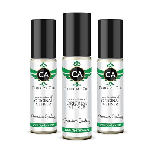 CA Perfume Impression of Original Vetiver for Men Eau De Parfum Woody Spicy Scent Long Lasting Cologne for Men Travel Size TSA Ready for Day and Night Wear 0.33 Fl Oz 10ml (Pack of 3)