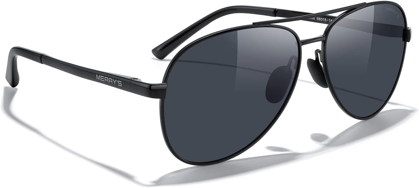 MERRY'S Aviator Sunglasses for Men Women - Polarized Driving Sun glasses Mirrored Lens UV 400 Protection 58 MM