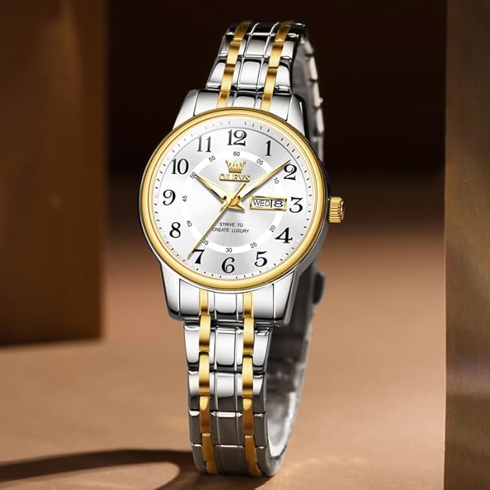 OLEVS Stainless Steel Women's Watch Dress Watches for Women with Date Fashion Ladies Business Waterproof Analog Quartz Small Wrist Watch Reloj Mujer