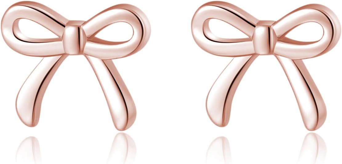 SLUYNZ Solid 925 Sterling Silver Tiny Bow Earrings Stud for Women Teens Small Bowknot post Stud Earrings