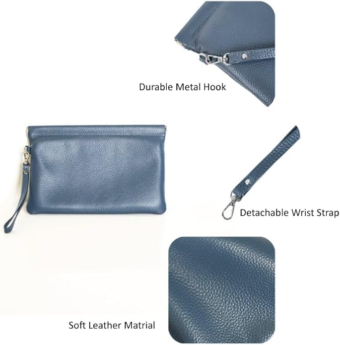 Genuine Leather Wristlet Handbags Purses Cell Phone Pocket Clutch Wallet Coin Purse For Men Women