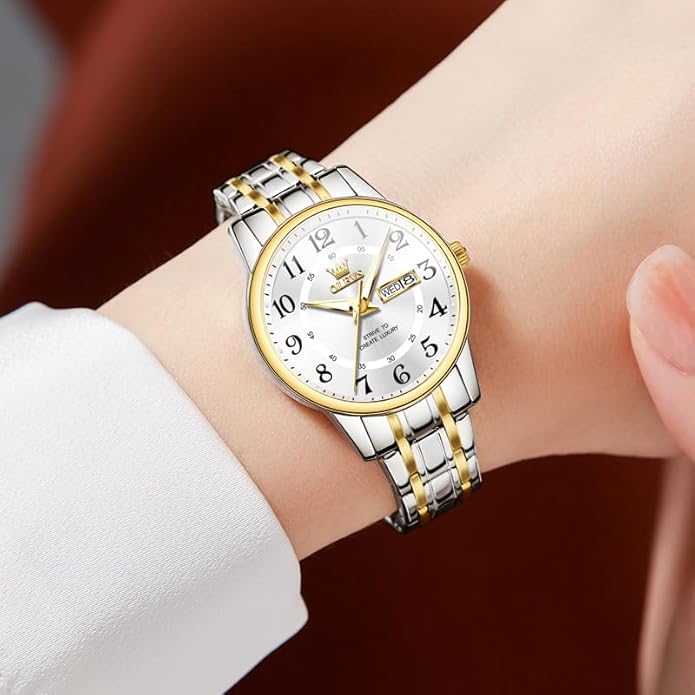 OLEVS Stainless Steel Women's Watch Dress Watches for Women with Date Fashion Ladies Business Waterproof Analog Quartz Small Wrist Watch Reloj Mujer