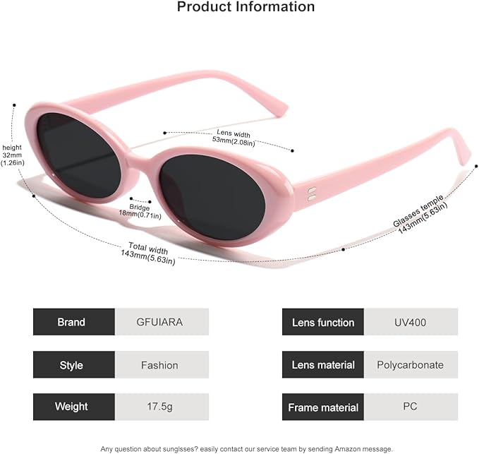 Oval Sunglasses for Women Men Fashion Small 90s Style Sun Glasses UV400