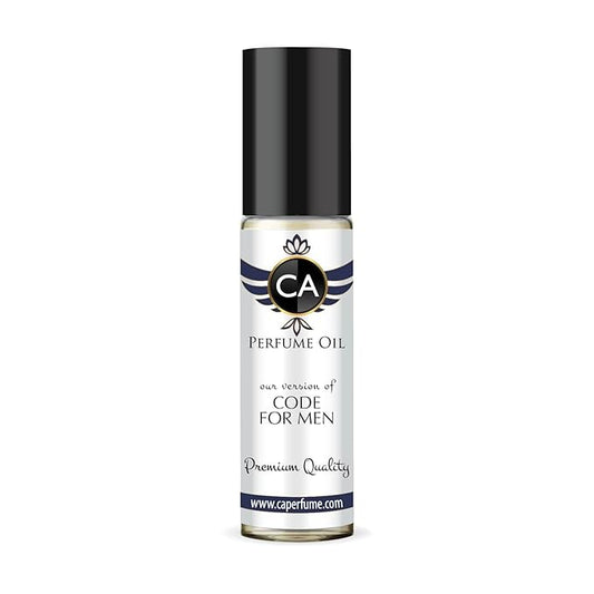 CA Perfume Impression of Code For Men Fragrance Oil Woody Aromatic Scent Long Lasting Cologne for Men Travel Size TSA Ready Mini Parfum Body Oil Roll-on 0.33 Fl Oz 10ml