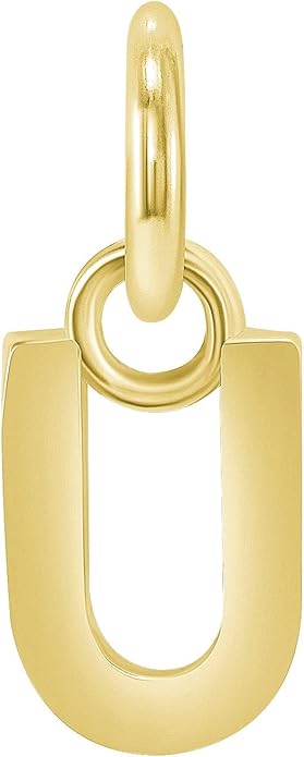 Takar Dainty 10K Gold Mini Initial Letter Pendant, A-Z Bold Gold Letter Charm For Women And Men, Personalized Pendant Charms, Christmas Gift for Women and Men Made In USA