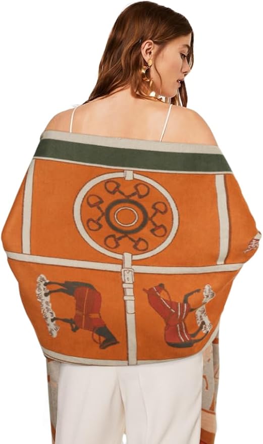 EXTREE Scarfs for Women Pashmina Silky Shawl Wrap for Evening Dressing Blanket Open Front Poncho Cape