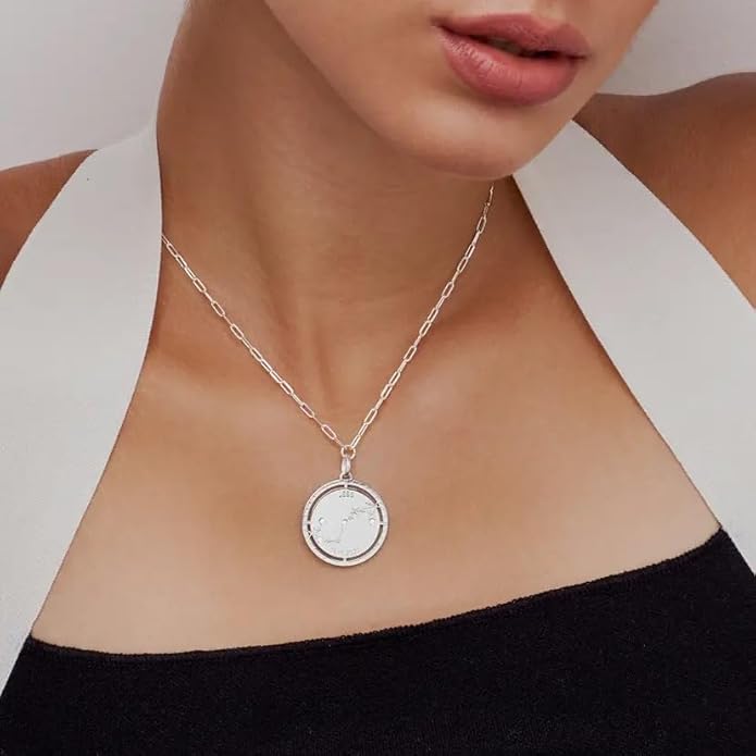 OAK & LUNA - Personalized Engraved Constellation Necklace with Diamond - Designer Gift for Her, Women, Mom - Custom Dainty Jewelry for Christmas, Mother's Day, Birthday