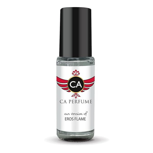 CA Perfume Impression of Eros Flame for Men Perfume Oil Woody Spicy Scent Long Lasting Cologne for Men Travel Size Mini Perfume Sample TSA Ready Body Oil Roll-on 0.14 Fl Oz 4ml