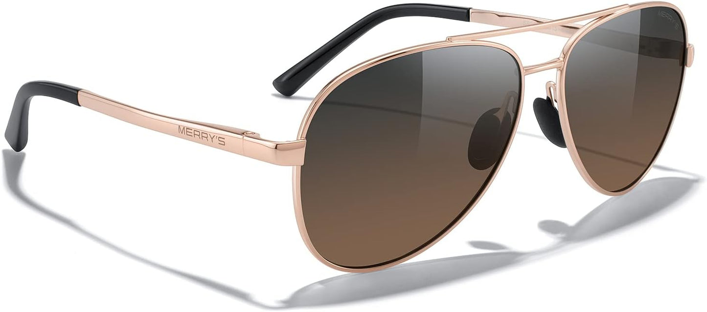 MERRY'S Aviator Sunglasses for Men Women - Polarized Driving Sun glasses Mirrored Lens UV 400 Protection 58 MM