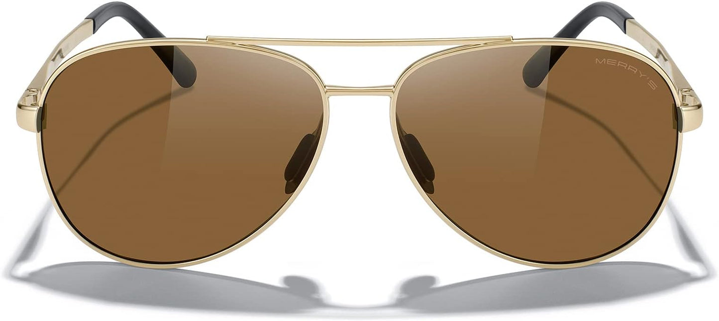 MERRY'S Aviator Sunglasses for Men Women - Polarized Driving Sun glasses Mirrored Lens UV 400 Protection 58 MM