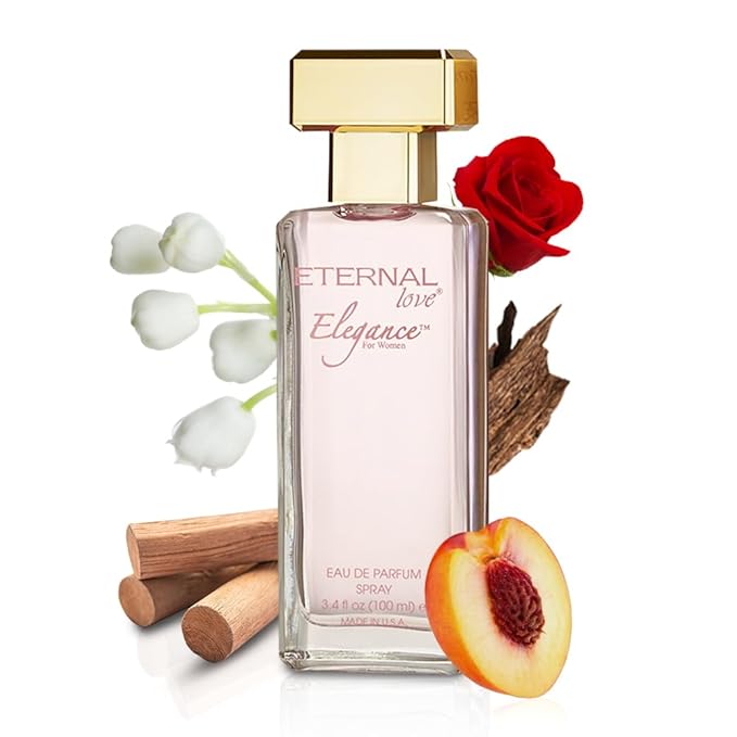 Eternal Love Elegance for Women - Long Lasting Eau de Parfum Spray - Sweet Floral Fruity Fragrance with Peach, Jasmine & Sandalwood - Summer Scent - 3.4oz