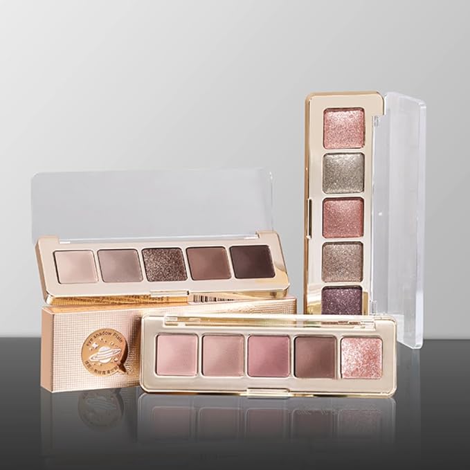 Neutral Nude Matte & Shimmer Eyeshadow Palette– Pink Cocoa Brown Champagne Gold Neutral-Warm Mattes Glitter Eye shadow Contour Makeup Palette for Mature Women, Blue Green Eyes, Daily Natural Makeup.