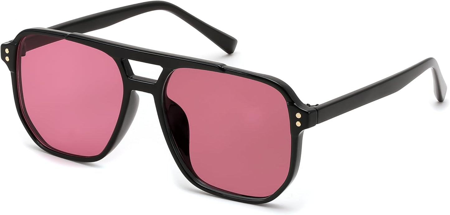 FEISEDY Retro Square Aviator Sunglasses Women Men 70s Vintage Trendy Plastic Frame Sun Glasses B2835