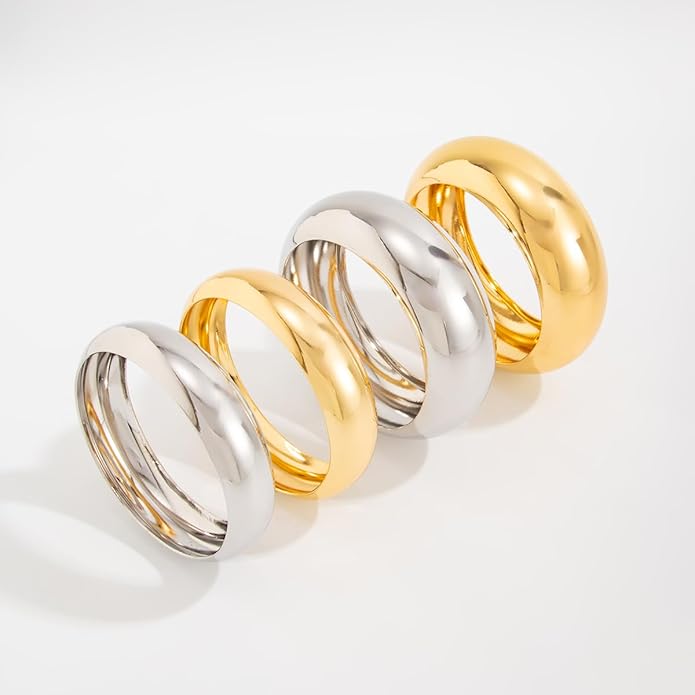 Chunky Gold Bangles Bracelets for Women Trendy Silver Stack Bracelet Minimalist Wide Bangle Jewelry