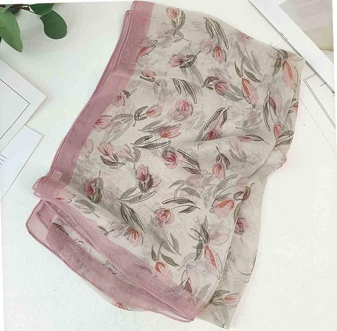 Pokeedioty Scarfs for Women Lightweight Scarves Elegant Floral Pattern Sheer Scarfs Shawls Wraps