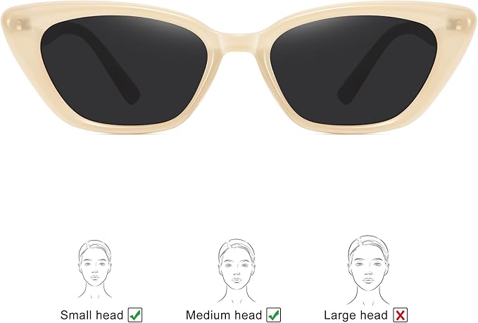 WOWSUN Small Cat Eye Sunglasses Womens Retro Narrow Trendy Polarized Sunglasses