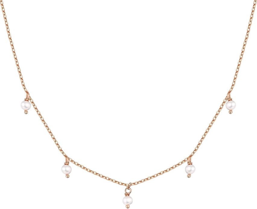 PAVOI 14K Gold Plated Station Necklace - Simulated Diamond Layering Necklaces - Womens CZ Chain