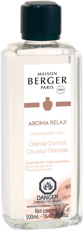 MAISON BERGER Oriental Comfort Lampe Berger Refill, 500 ml (16.9 fl oz), 2-in-1 Catalytic System, Neutralizes Odors and Diffuses Fragrance, Star Aniseed, Liqourice, Jasmine, Rose, Made in France