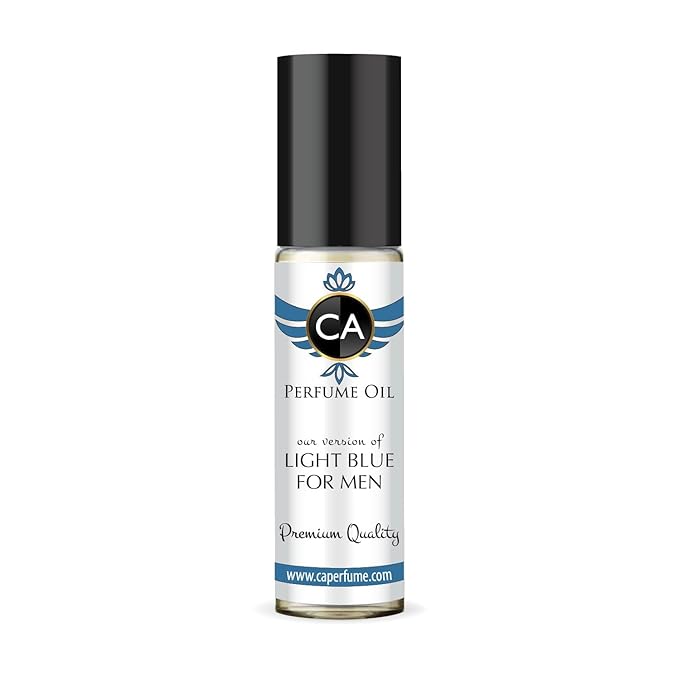 CA Perfume Impression of Light Blue For Men Eau De Parfum Woody Aquatic Scent Long Lasting Cologne for Men Travel Size TSA Ready for Day and Night Wear 0.33 Fl Oz 10ml