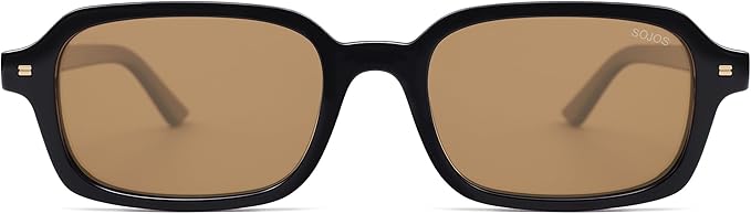 SOJOS Trendy Rectangle Polarized Sunglasses Womens Mens, Small Retro Fashion Thin Slim Square Sunnies SJ2610