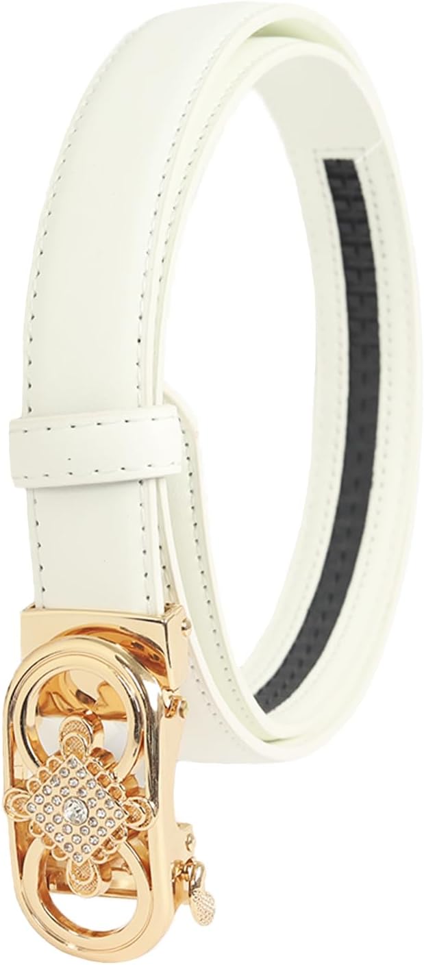 Women's Fashion Classic Metal Buckle Leather Belt with Jeans Dress