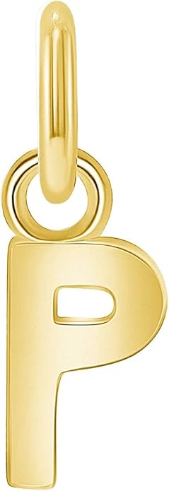 Takar Dainty 10K Gold Mini Initial Letter Pendant, A-Z Bold Gold Letter Charm For Women And Men, Personalized Pendant Charms, Christmas Gift for Women and Men Made In USA