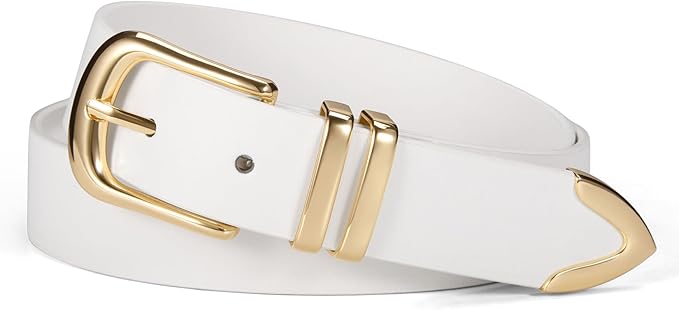 VATAN Women Leather Belt for Jeans Dresses Pants Fashion Ladies Casual Waist Belt with Gold Buckle