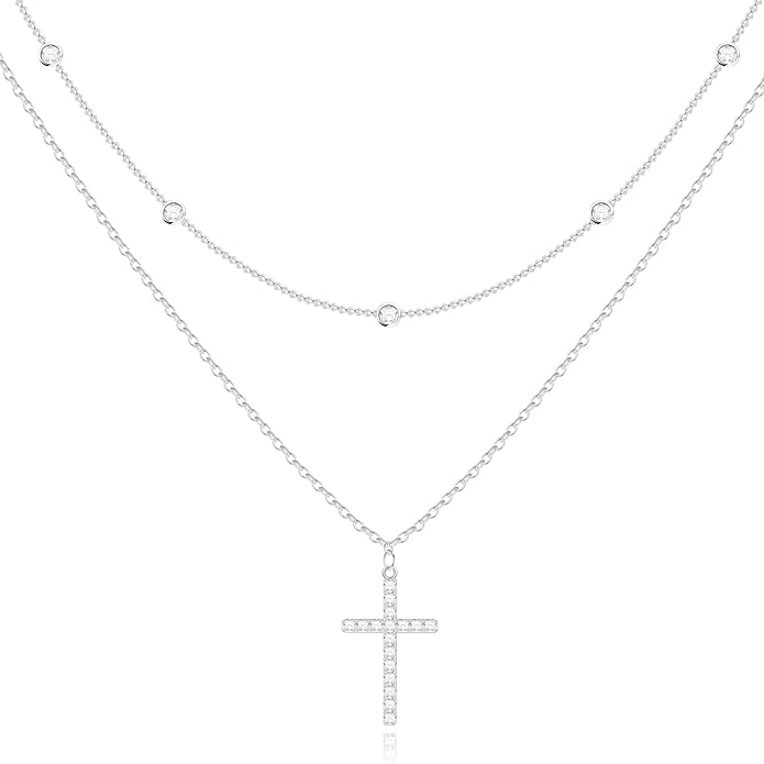 Infinity Cross Necklace for Women, Unique Trendy Fahion Cross Jewelry Gifts, Non Tarnish & Waterproof Dainty Simple Gold Cross Pendant, Christian Religious Easter Faith Accessories Jewelry Gifts