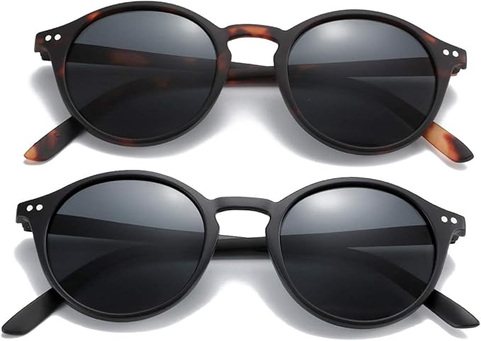 ZENOTTIC Polarized Sunglasses for Women Men: Retro Shades Round | Square Frame UV Protection 2 Pack