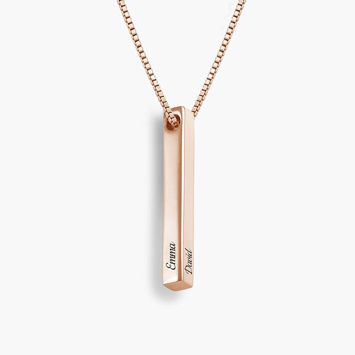 OAK & LUNA - Personalized Pillar Bar Necklace with Diamond Options - Custom Inscription Engraved Pendant - Up to 4 Names - Jewelry Gift for Women, Her, Mother For Mother's Day, Christmas