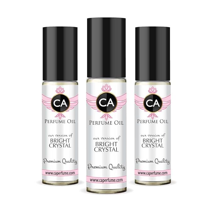 CA Perfume Impression of Bright Crystal for Women Eau De Parfum Floral Fruity Scent Long Lasting Perfumes for Women Travel Size TSA Ready for Day and Night Wear 0.33 Fl Oz 10ml (Pack of 3)