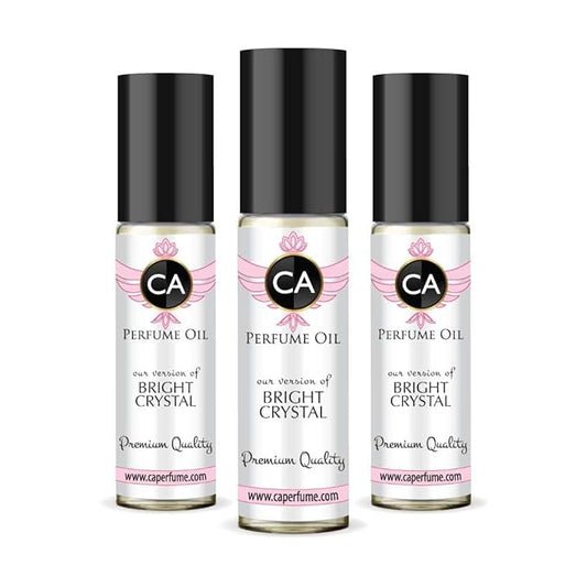 CA Perfume Impression of Bright Crystal for Women Eau De Parfum Floral Fruity Scent Long Lasting Perfumes for Women Travel Size TSA Ready for Day and Night Wear 0.33 Fl Oz 10ml (Pack of 3)