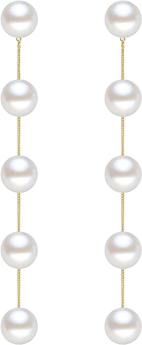 Long Pearl Earrings for Women 925 sterling silver Pearl Dangle Earrings Hypoallergenic Elegant Wedding Pearl Tassel Earrings for Bridal Christmas Gift…