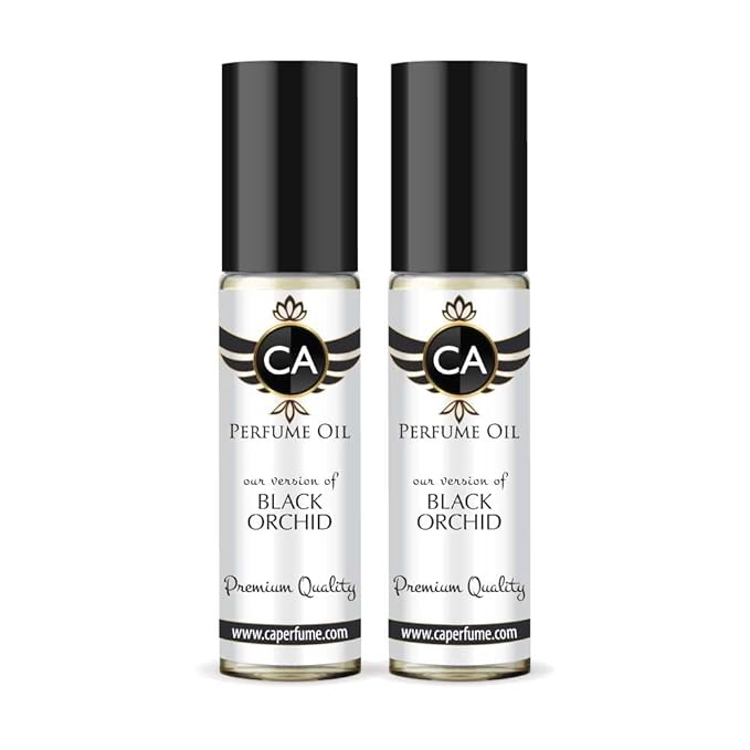 CA Perfume Impression of Black Orchid for Women Eau De Parfum Amber Floral Scent Long Lasting Perfumes for Women Travel Size TSA Ready for Day and Night Wear 0.33 Fl Oz 10ml (Pack of 2)